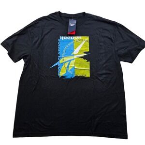 Reebok Classics Graphic Tee T-Shirt Mens XL Black Cotton Short Sleeve NEW